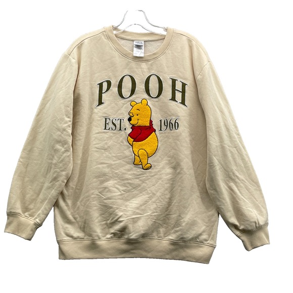 Disney Other - Disney Winnie the Pooh Sweatshirt Large Beige Retro Streetwear Cozy Loungewear
